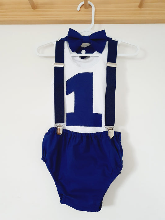 Navy Boys 1st Birthday Outfit, Size 1
