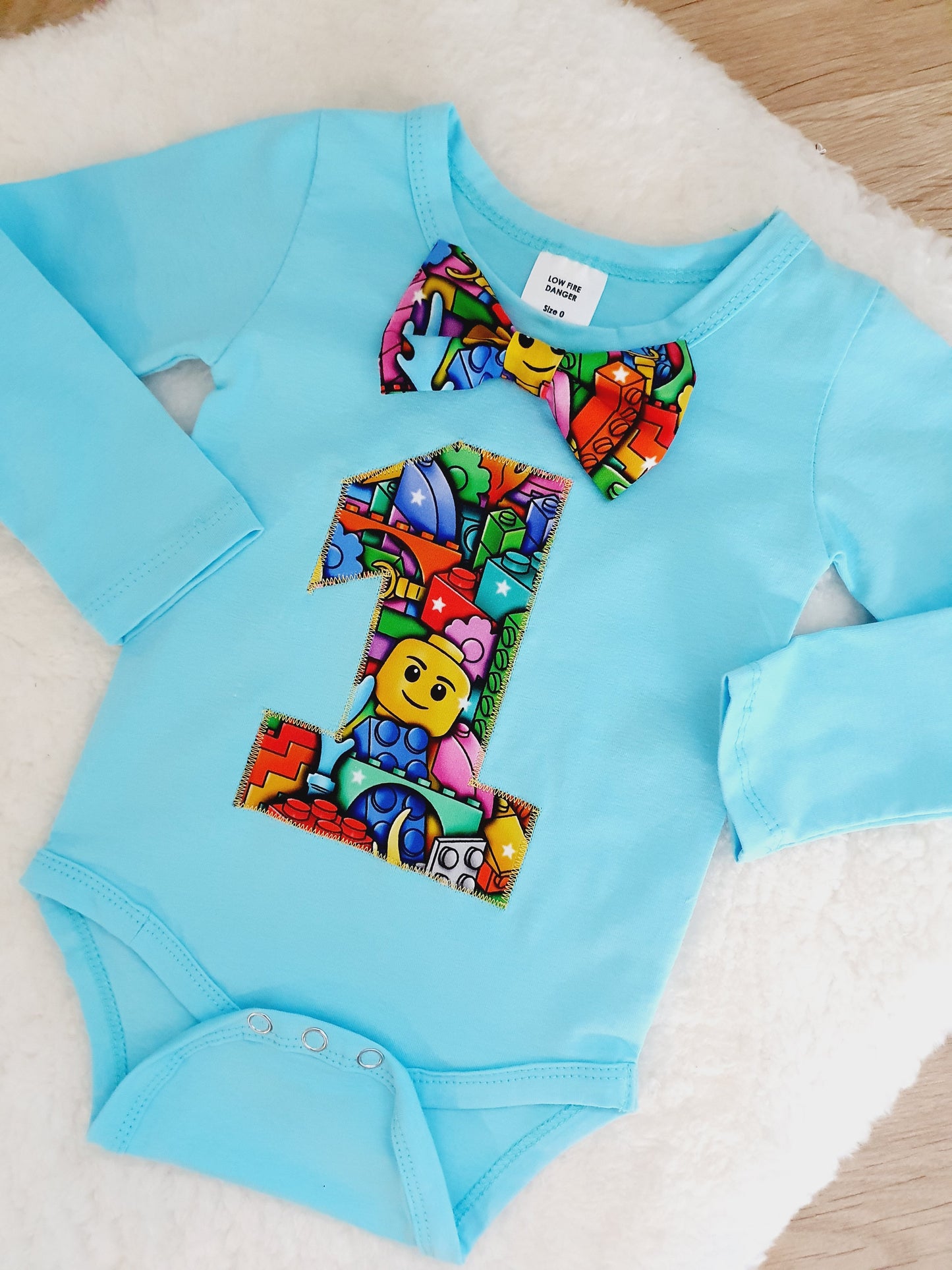 BLOCKS Boys 1st Birthday Long Sleeve Bodysuit, Size 0