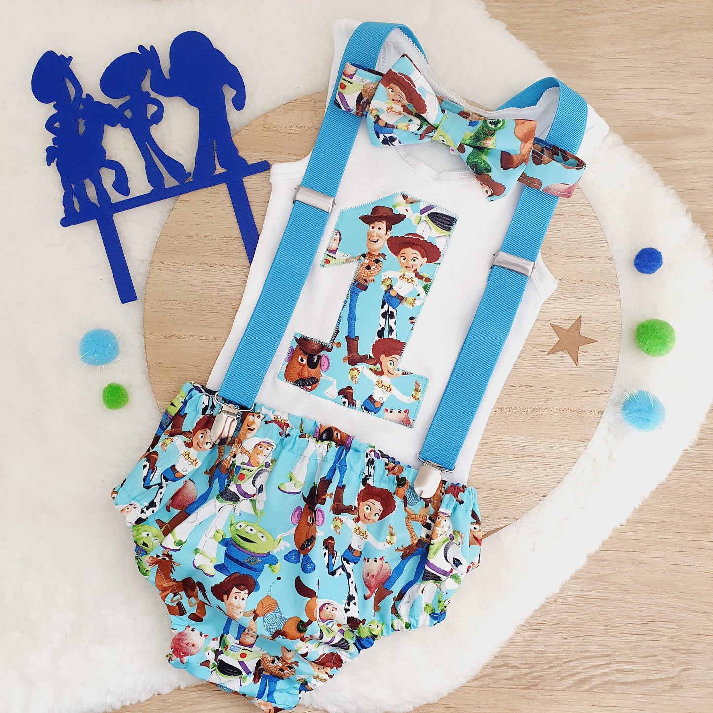 TOY STORY print Boys 1st Birthday Outfit, Size 1