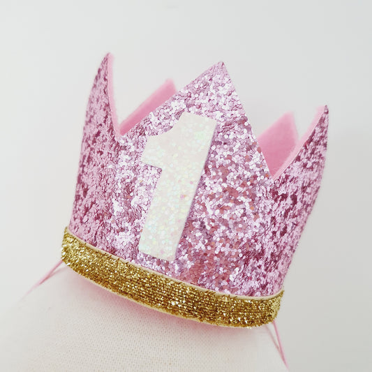 1st Birthday Crown / Party Hat / Headband - LIGHT PINK