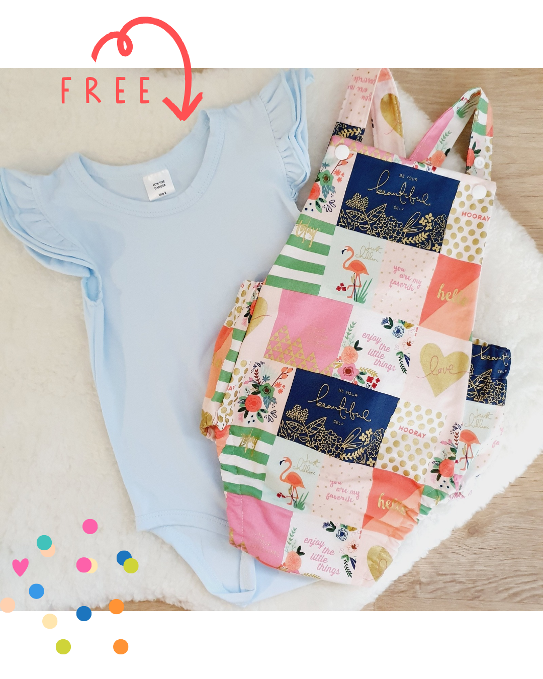 FLORAL & GOLD Baby /Toddler Romper, Size 2 with BONUS Flutter Sleeve Bodysuit