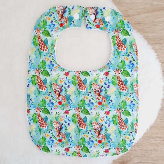 Giraffe Bib, Handmade Baby Bib, Large Feeding Bib
