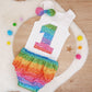 RAINBOW SPARKLE Girls 1st Birthday - Cake Smash Outfit, Size 0