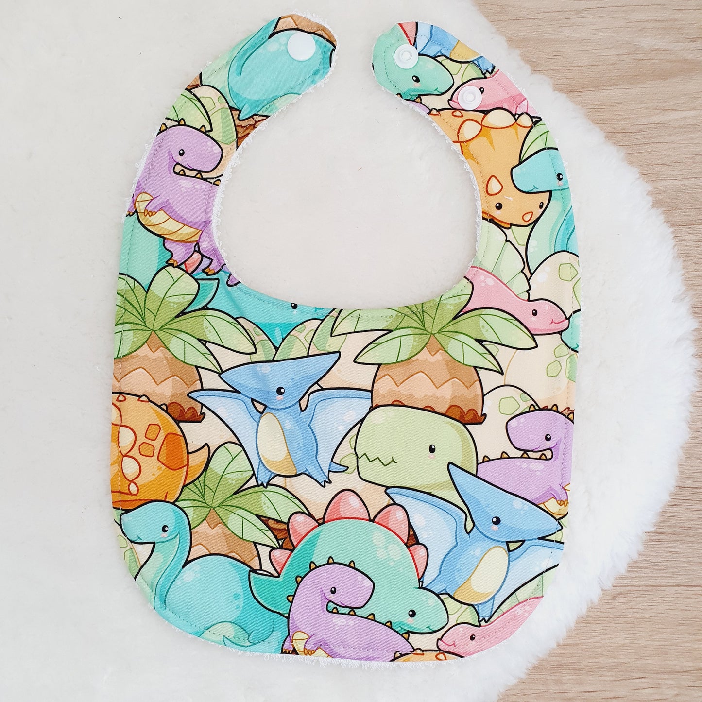 Dinosaurs Bib, Handmade Baby Bib, Feeding Bib