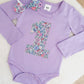 Girls 1st Birthday Long Sleeve Bodysuit &  Headband Set, Size 0 - Ditsy Floral