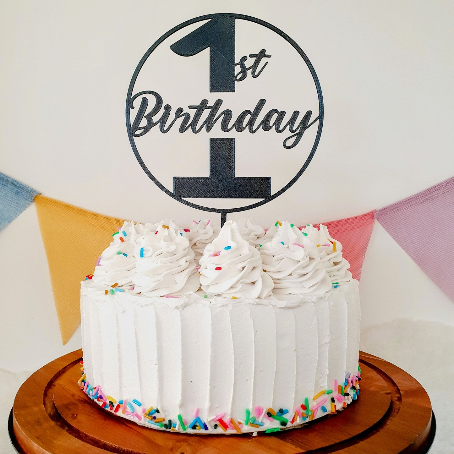 1st Birthday Cake Topper - Black
