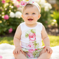 ROSES ON GREEN Girls 1st Birthday - Cake Smash Outfit, Size 0