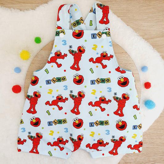 ELMO print Overalls, Baby Overalls, Short Leg Romper, Size 1