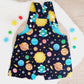 SPACE print Overalls, Baby Overalls, Short Leg Romper, Size 1