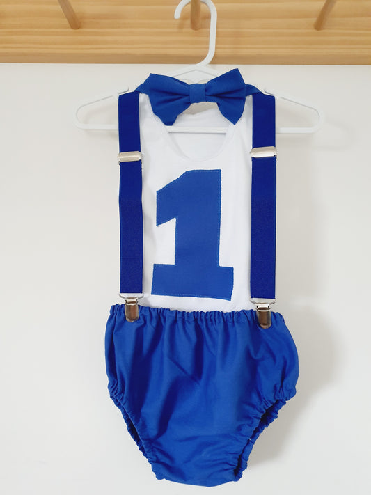 Dark Blue Boys Cake Smash Outfit Size 0