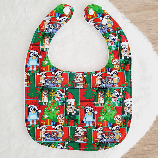 CHRISTMAS DOGS Bib, Handmade Baby Bib, Feeding Bib