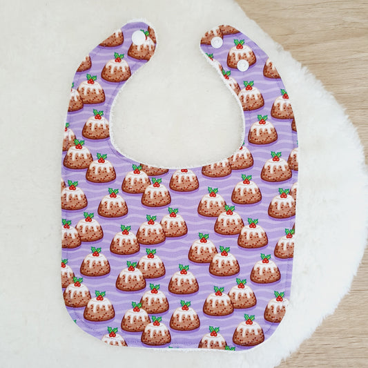 CHRISTMAS PUDDING print Bib, Handmade Baby Bib, Feeding Bib