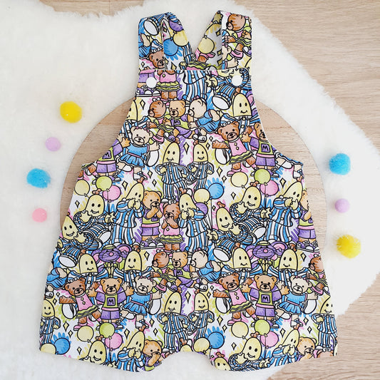 BANANAS print Overalls, Baby Overalls, Short Leg Romper, Size 1