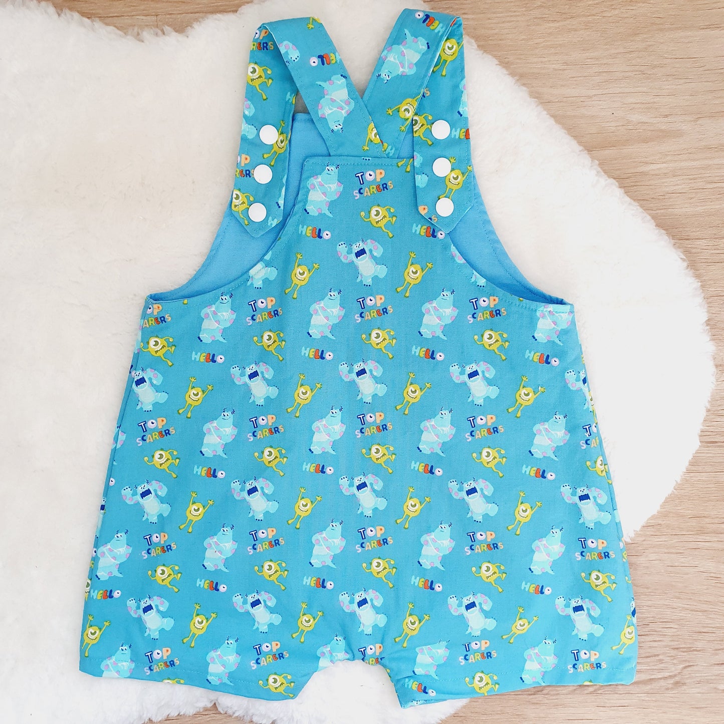 MONSTERS print Overalls, Size 2