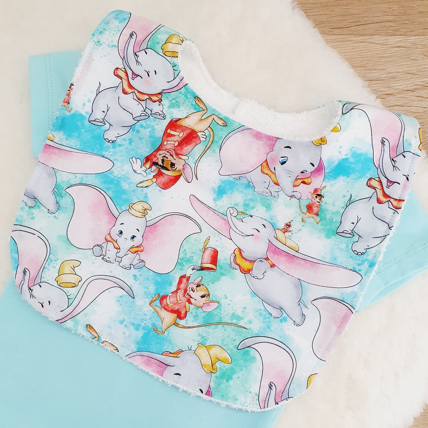 Dumbo Bib, Handmade Baby Bib, Large Feeding Bib