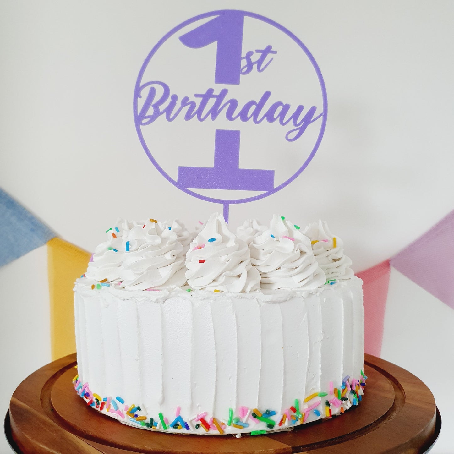 1st Birthday Cake Topper - Light Purple