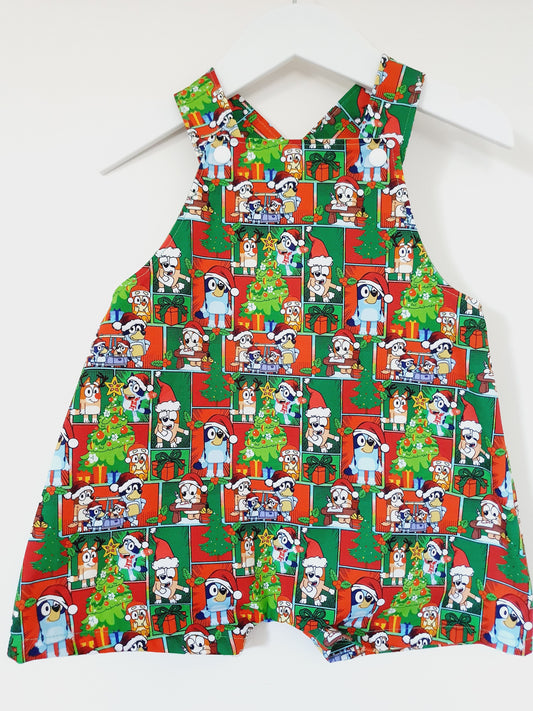 Baby / Toddler Overalls, Short Leg Romper, Size 1 - Christmas
