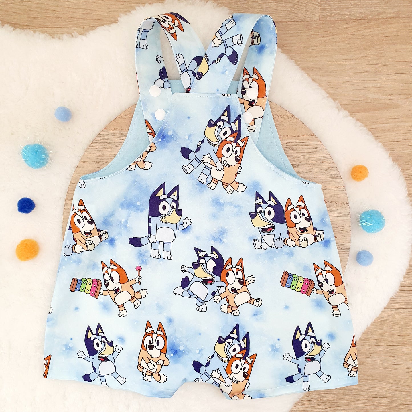 DOGS print Overalls, Baby Overalls, Short Leg Romper, Size 1