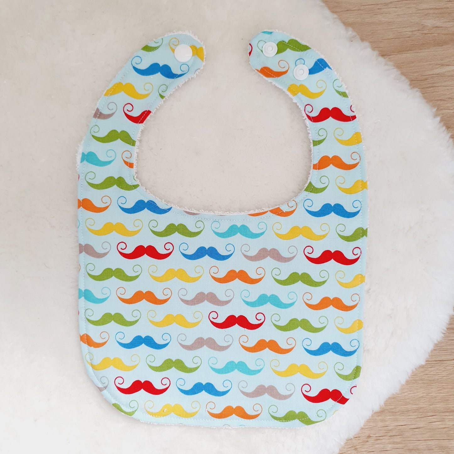 MOUSTACHE print Bib, Handmade Baby Bib, Feeding Bib