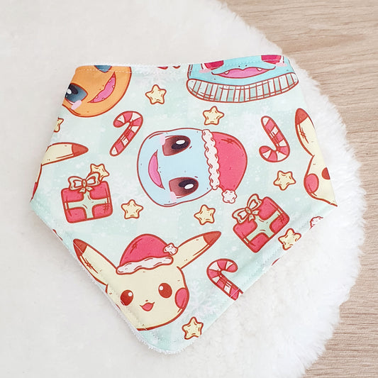 POKEMON CHRISTMAS print Bandana Dribble Bib - Bamboo Backed Ultra Absorbent Bib
