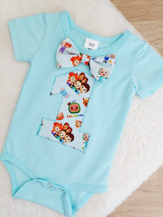 Boys 1st Birthday Short Sleeve Bodysuit, Size 0