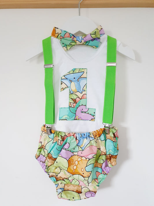 Dinosaur Boys 1st Birthday Outfit, Size 1