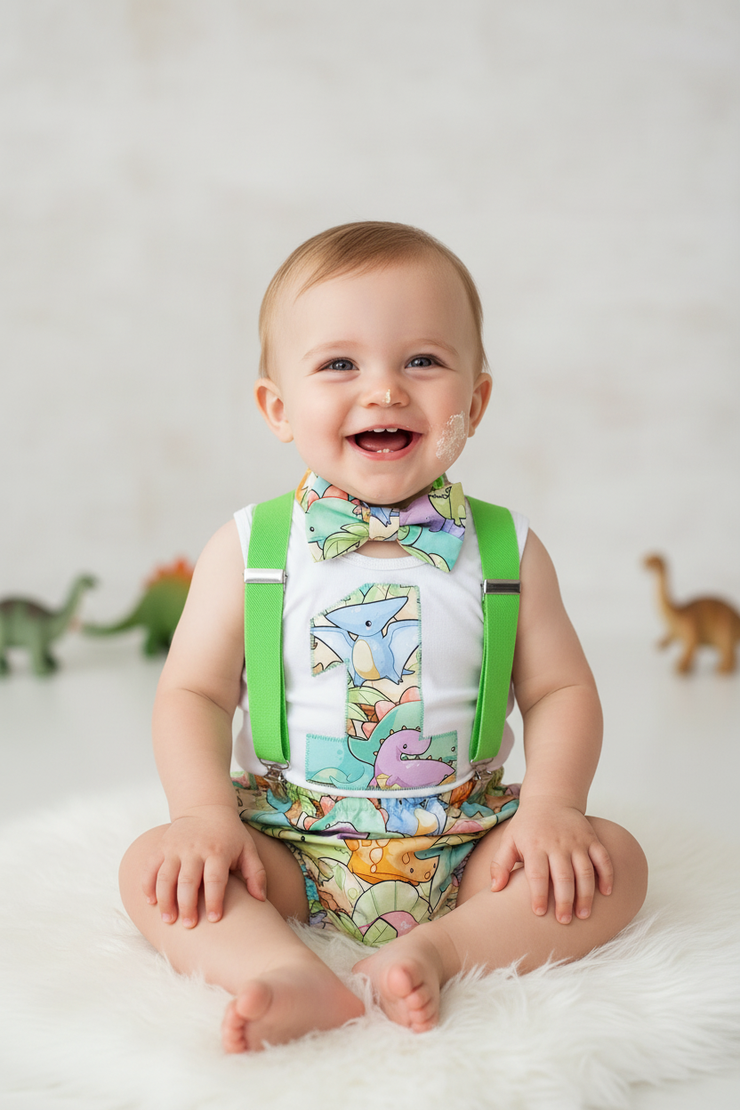 Dinosaur Boys 1st Birthday Outfit, Size 1