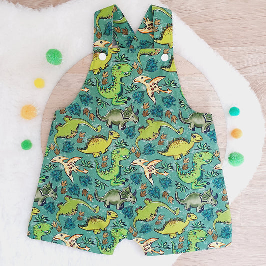 DINOSAUR Baby / Toddler Overalls, Short Leg Romper, Size 1