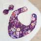 Pom Pom Trim Bandana Dribble Bib and Headband Bow, Handmade Baby Bib, Cotton / Bamboo, Ultra Absorbent