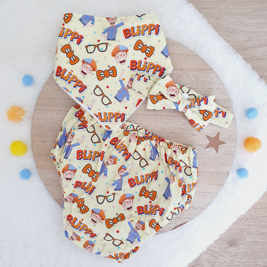 Blippi Inspired Boys Cake Smash Outfit, Size 1