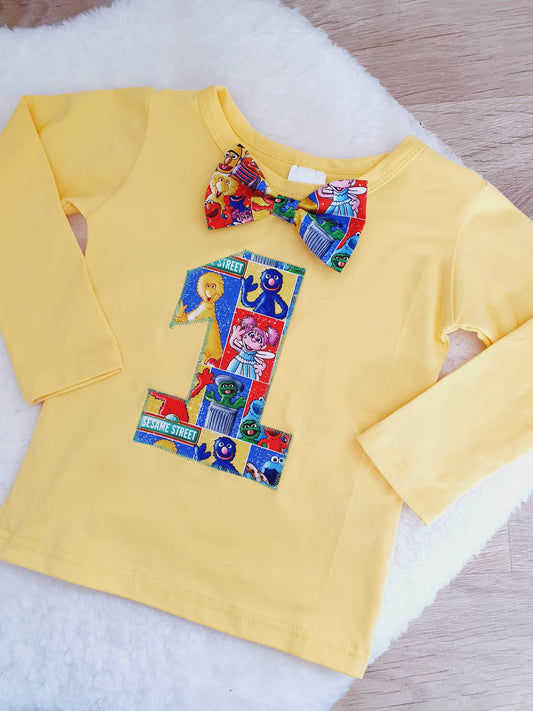 SESAME Boys 1st Birthday Long Sleeve T-shirt / Top Size 1 - 2