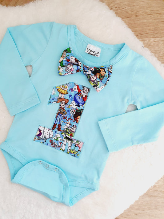 Boys 1st Birthday Long Sleeve Bodysuit, Size 0