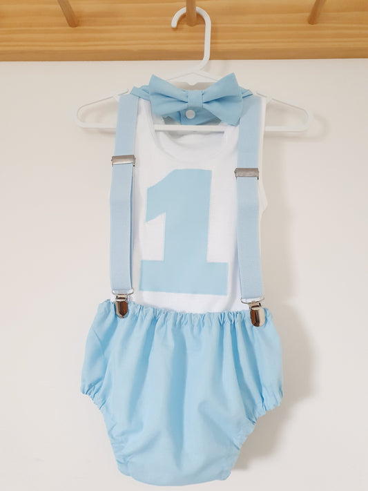 Light Blue Boys 1st Birthday Outfit, Size 1