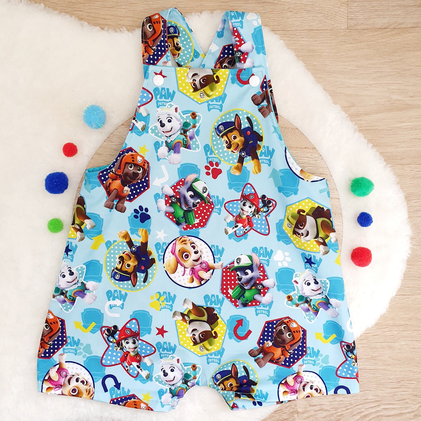 PAW PATROL print Overalls, Baby / Toddler Overalls, Short Leg Romper, Size 2