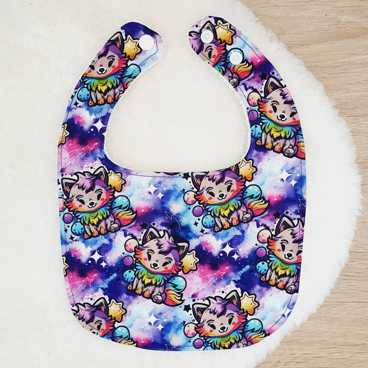 GALAXY FOX print Bib, Handmade Baby Bib, Feeding Bib