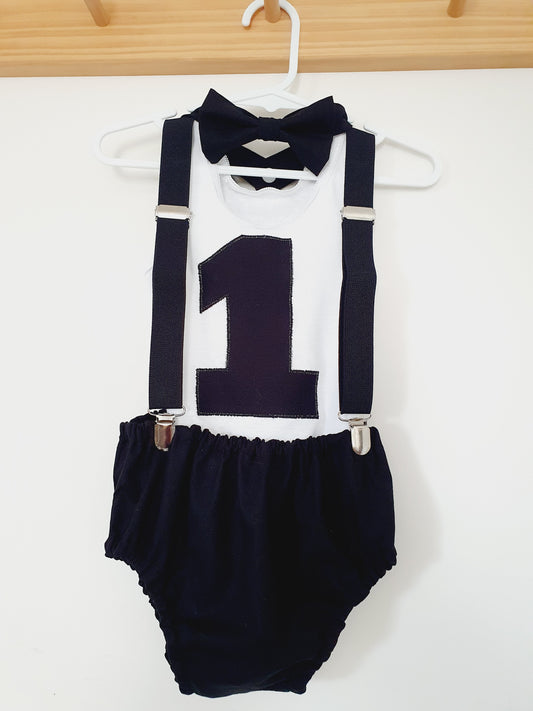 Black Boys 1st Birthday Outfit, Size 1