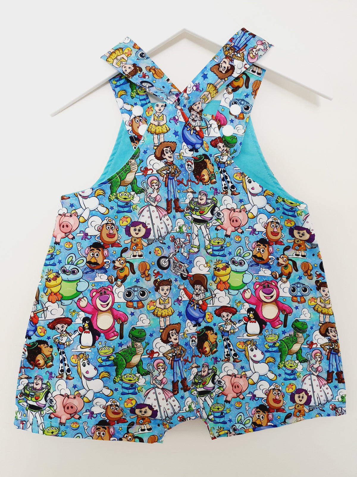 TOY STORY print Baby / Toddler Overalls, Short Leg Romper, Size 1