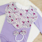 Floral Handmade Scalloped Baby Bib and Headband Set