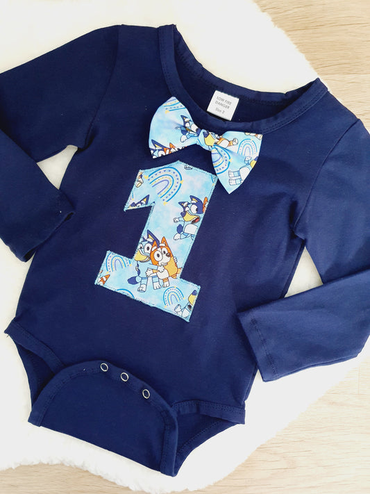Boys 1st Birthday Long Sleeve Bodysuit, Size 2