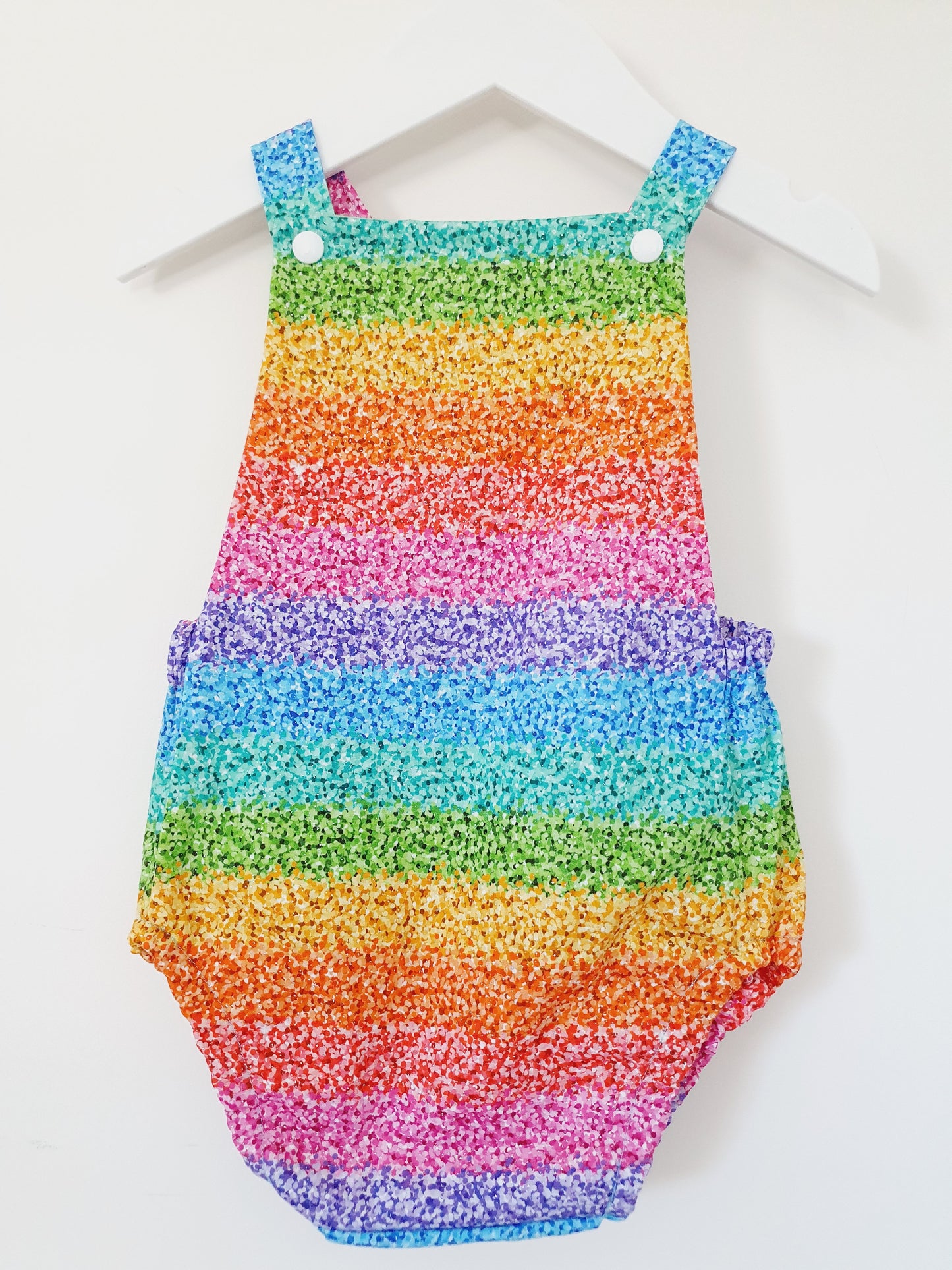 RAINBOW SPARKLE print Baby Romper, Size 1