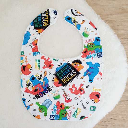 SESAME ST print Bib, Handmade Baby Bib, Feeding Bib
