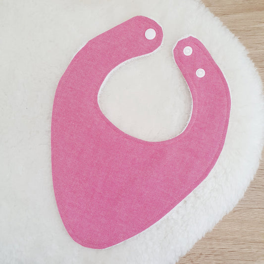 CHAMBRAY HOT PINK Bandana Dribble Bib, Handmade Baby Bib, Cotton / Bamboo, Ultra Absorbent