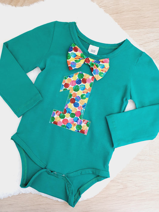 Boys 1st Birthday Long Sleeve Bodysuit, Size 2