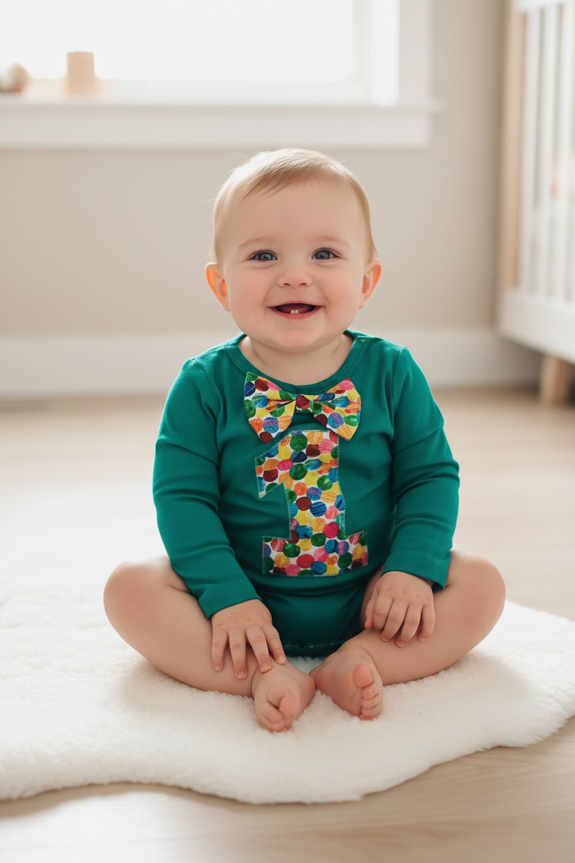 CATERPILLAR Boys 1st Birthday Long Sleeve Bodysuit, Size 2