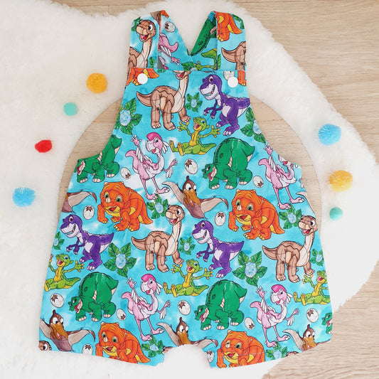 DINOSAURS print Overalls, Baby Overalls, Short Leg Romper, Size 1
