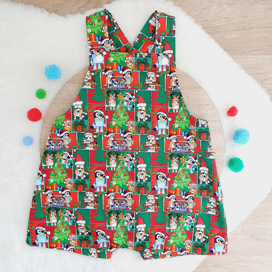 Baby / Toddler Overalls, Short Leg Romper, Size 1 - Christmas