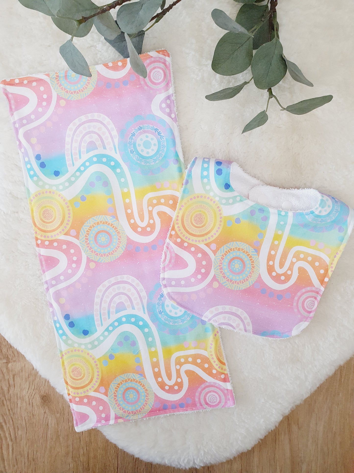 Baby Bib and Burp Cloth Gift Set, Baby Shower Gift, Newborn Gift, Australian Baby Gift