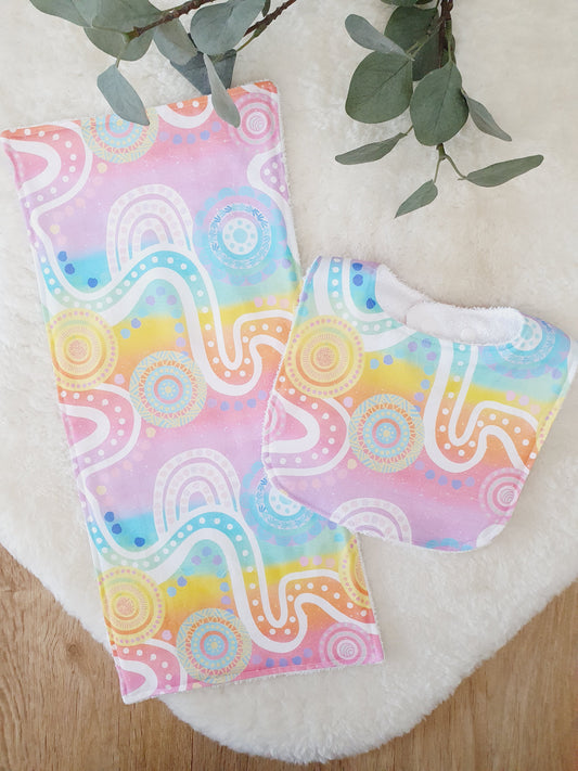 Baby Bib and Burp Cloth Gift Set, Baby Shower Gift, Newborn Gift, Australian Baby Gift