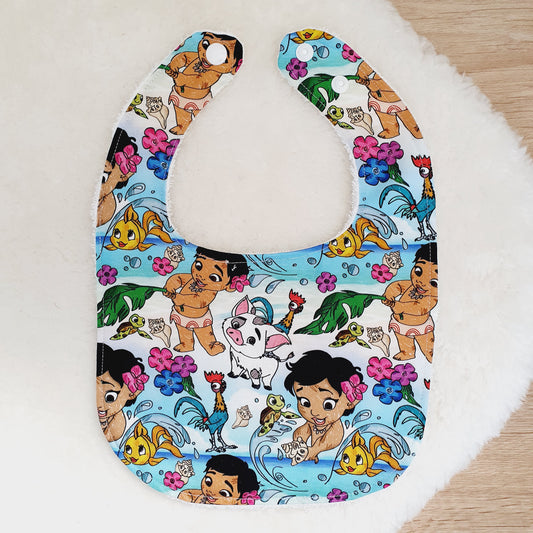 BABY MOANA print Bib, Handmade Baby Bib, Feeding Bib