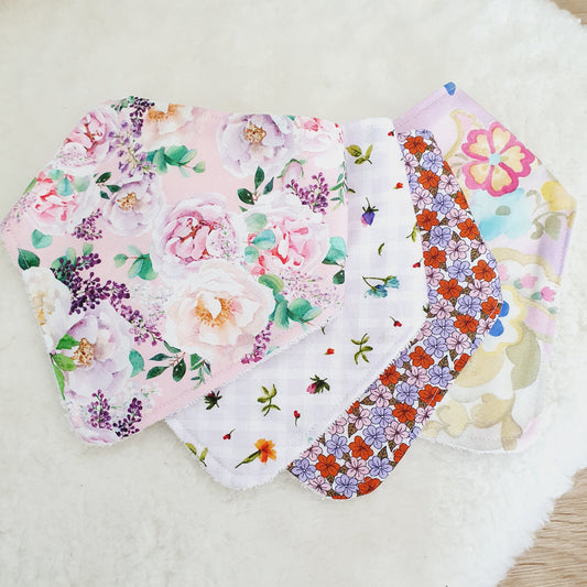 *SALE* 4 x Set of Bandana Dribble Bib - Bamboo Backed Ultra Absorbent Bib
